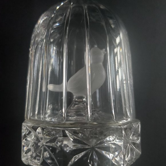 RARE COLLECTIBLE * Hofbauer Byrdes Germany Vintage Bird in a Cage Crystal Glass - Picture 4 of 10
